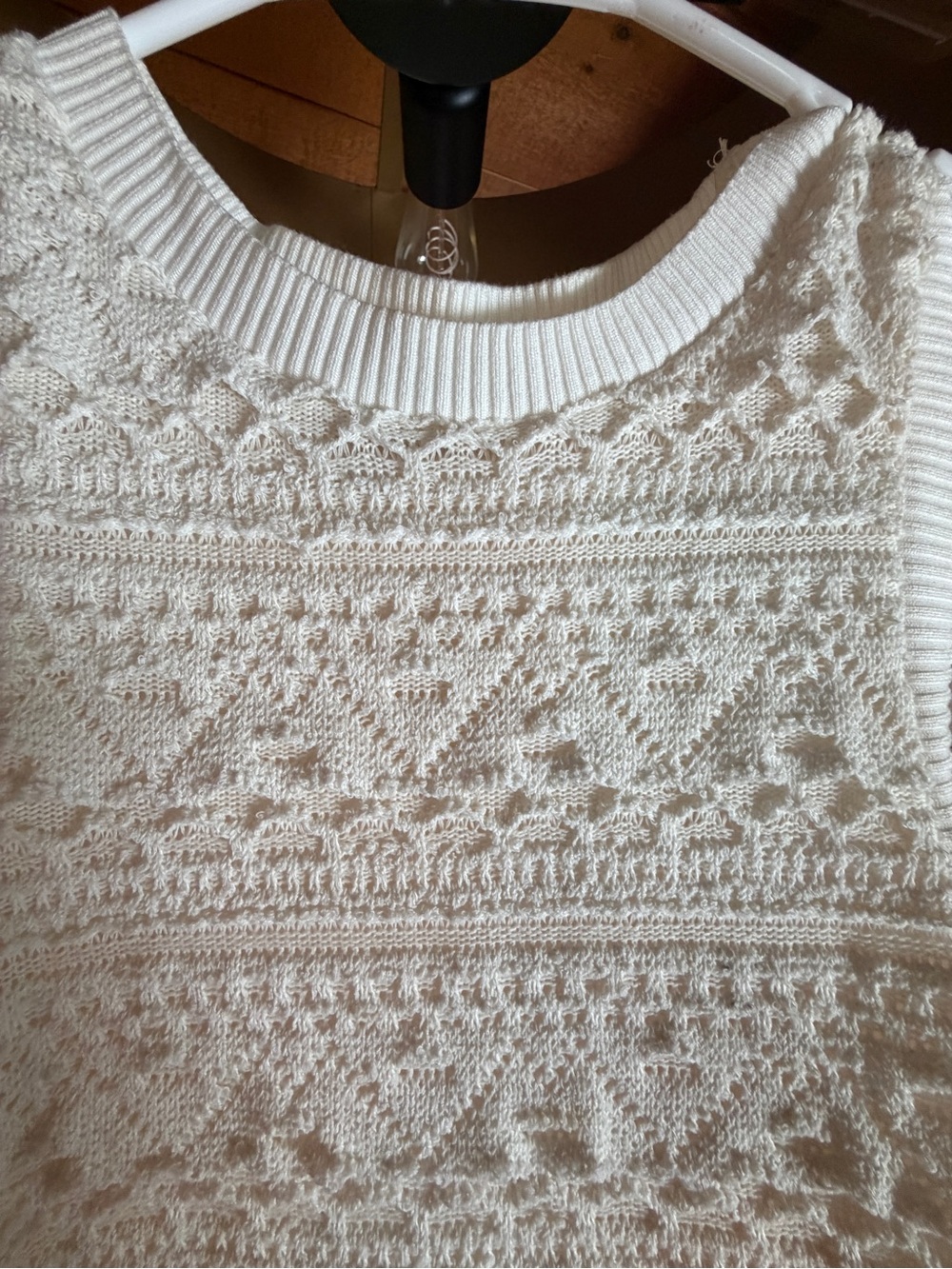 Anthropologie Cream Textured Crewneck Sweater